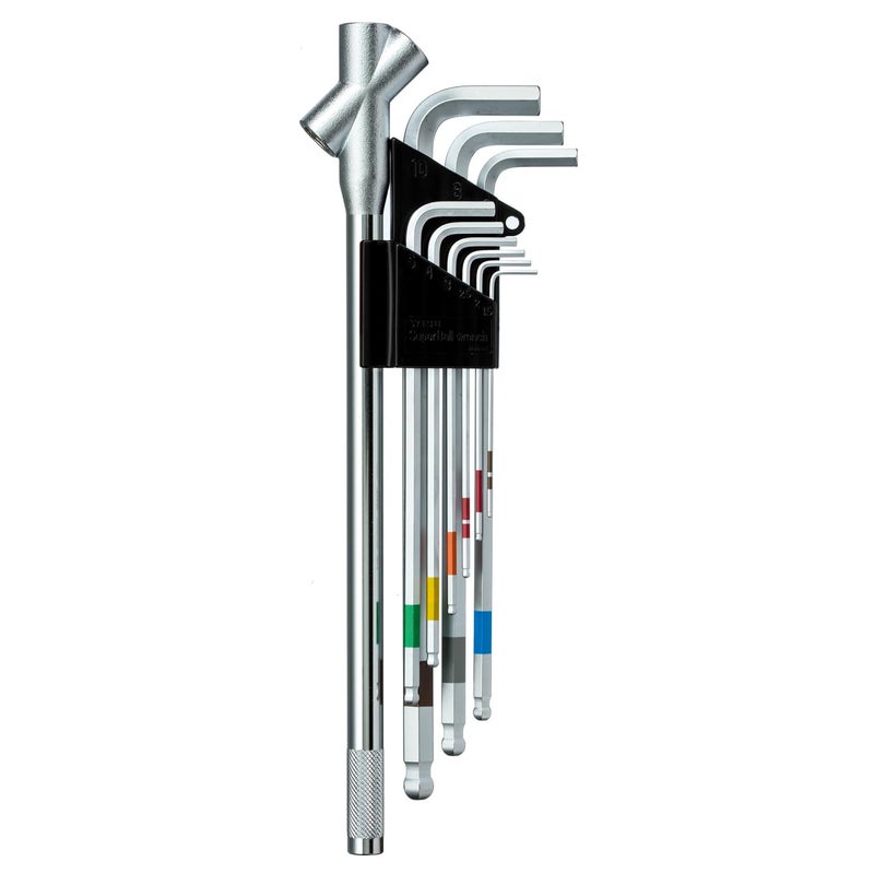 Wise SBL-1000 Ball Point Hex Key Wrench Set of 9 (Long Handle Included) Made in Japan/Can Be Tightened - Image 1